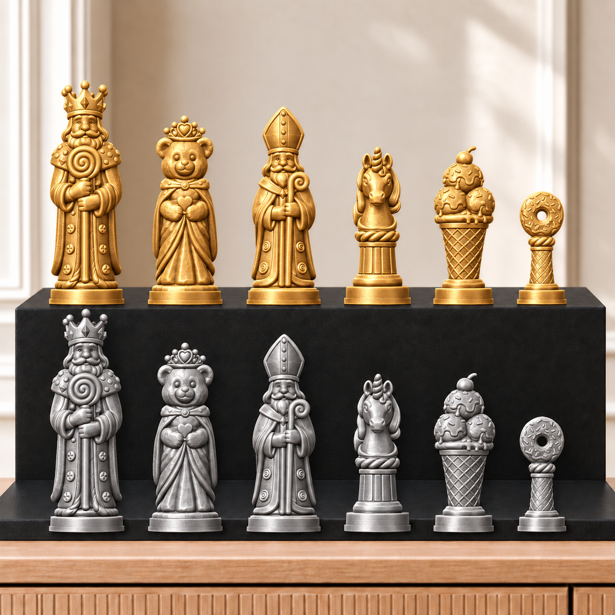 Süßigkeiten – thematisches Schachfigurenset mit 32 Figuren – Ansicht 4