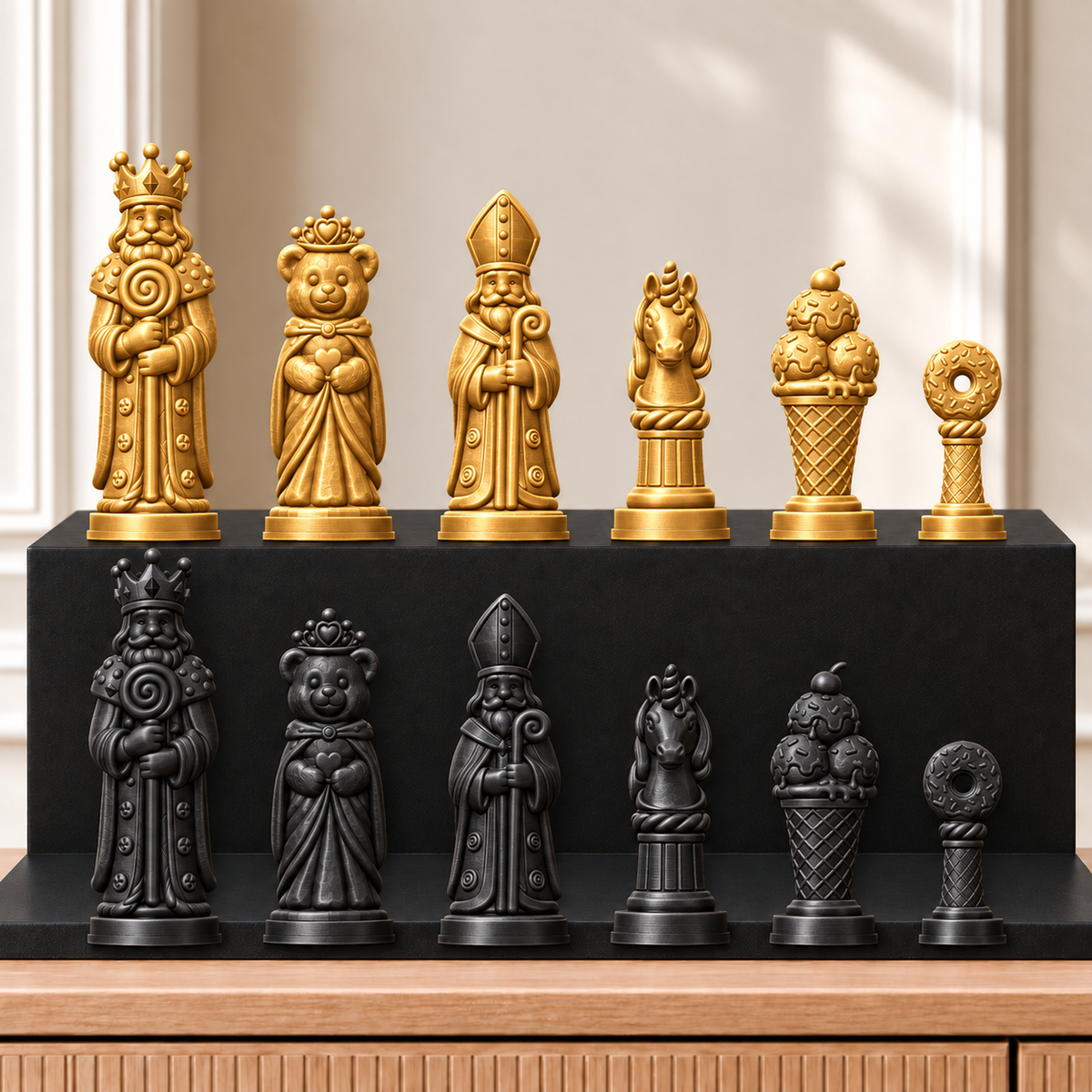 Süßigkeiten – thematisches Schachfigurenset mit 32 Figuren – Ansicht 5