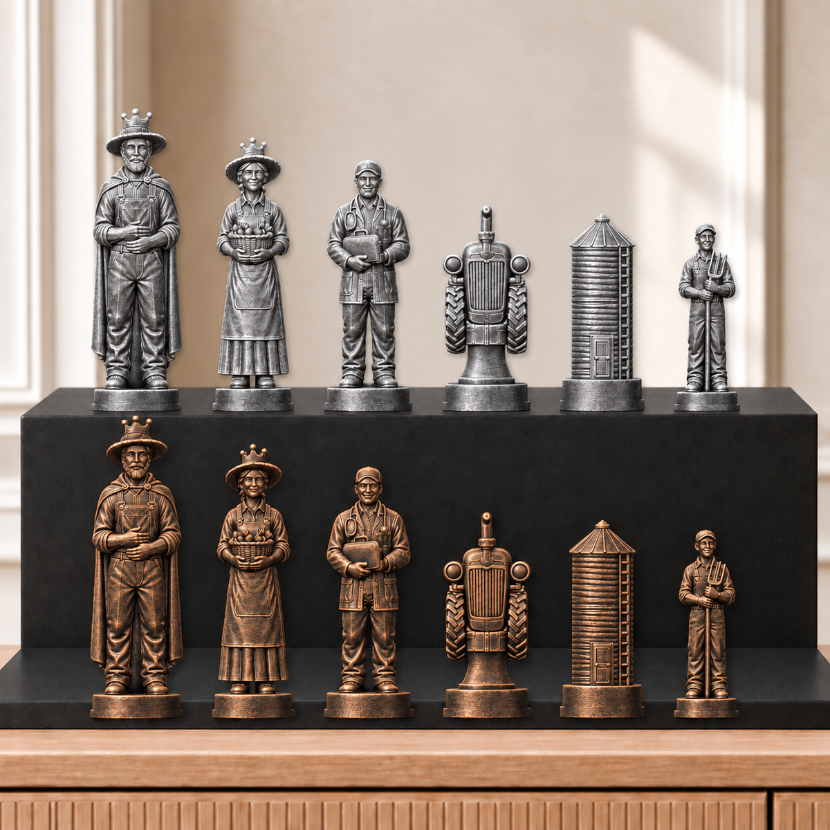 Traktoren – thematisches Schachfigurenset mit 32 Figuren – Ansicht 3