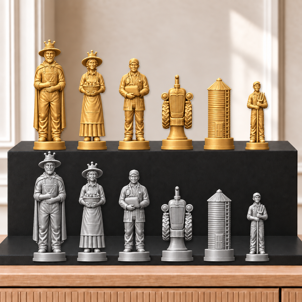 Traktoren – thematisches Schachfigurenset mit 32 Figuren – Ansicht 4