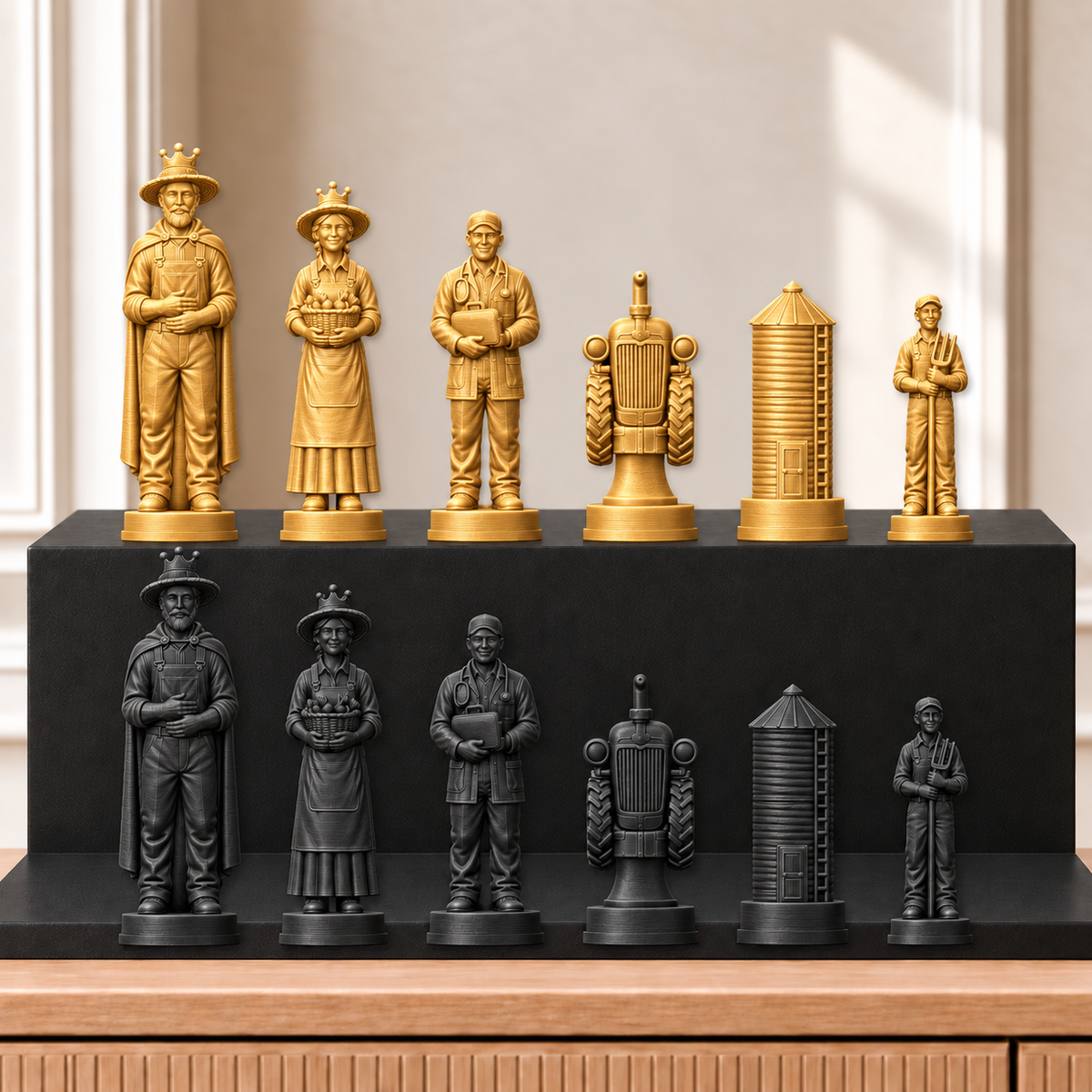Traktoren – thematisches Schachfigurenset mit 32 Figuren – Ansicht 5