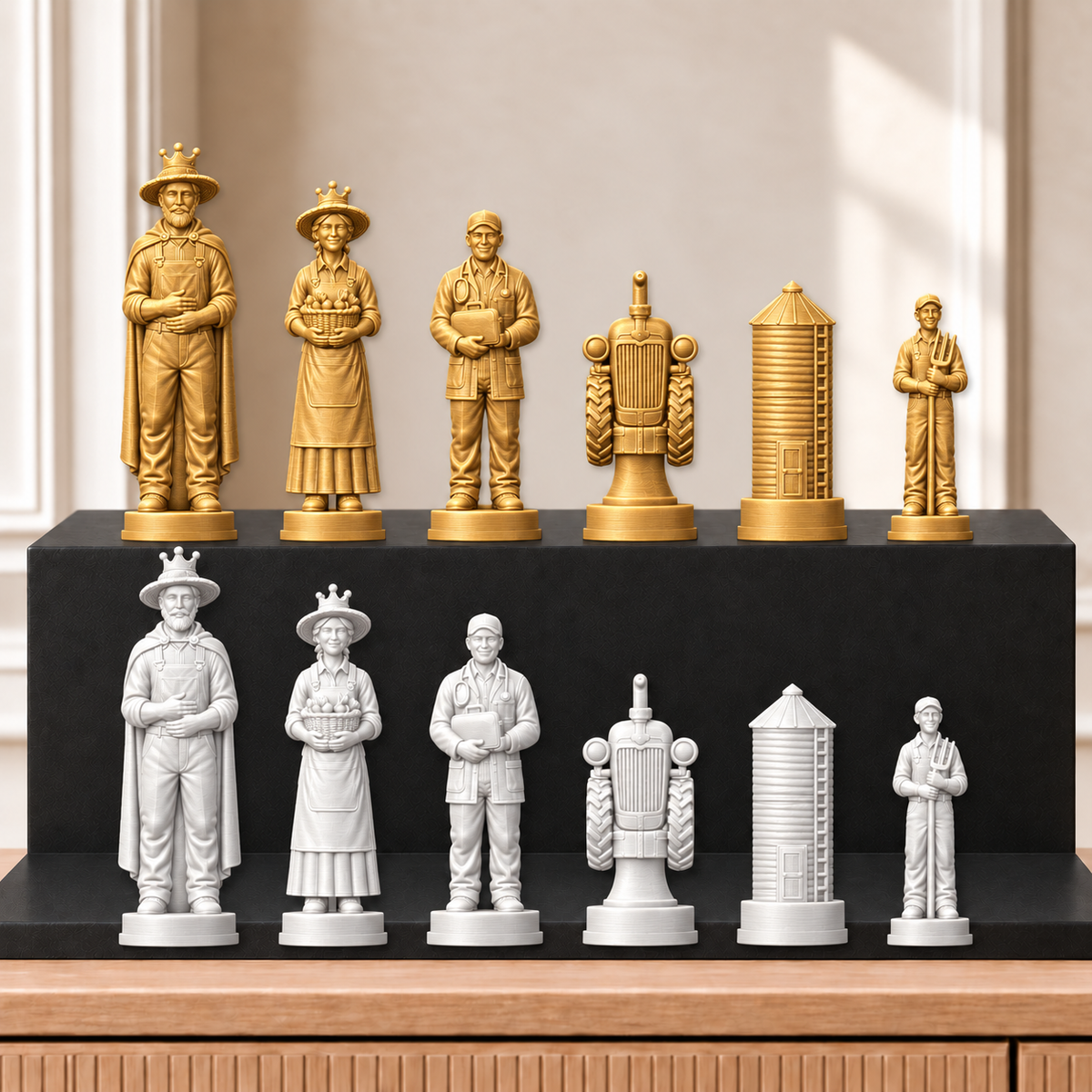 Traktoren – thematisches Schachfigurenset mit 32 Figuren – Ansicht 6