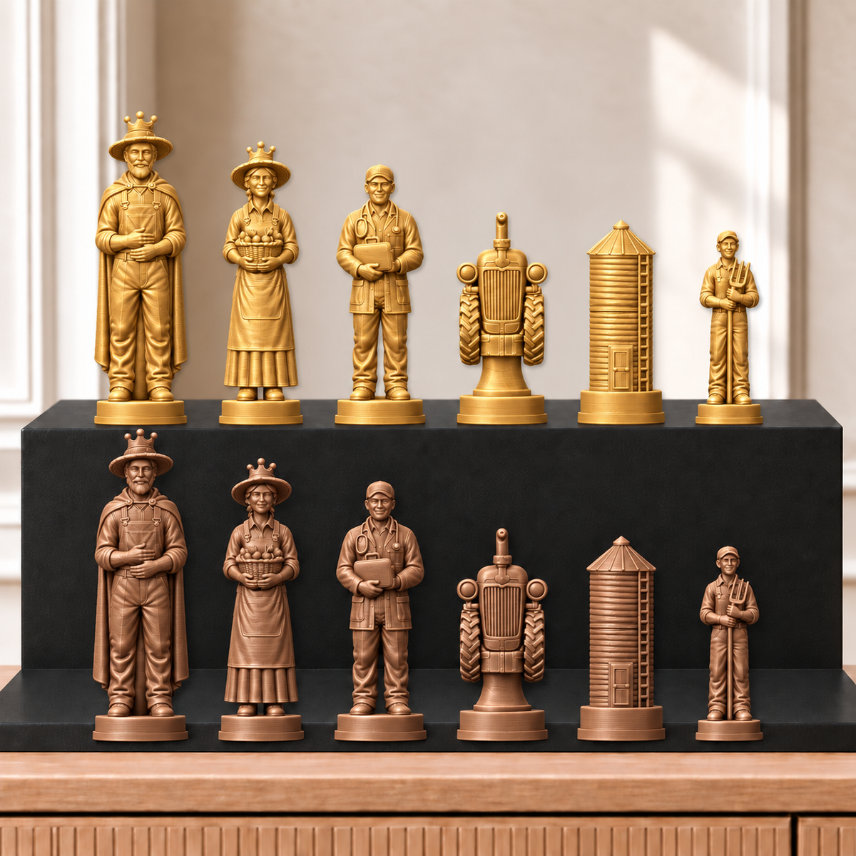 Traktoren – thematisches Schachfigurenset mit 32 Figuren – Ansicht 7
