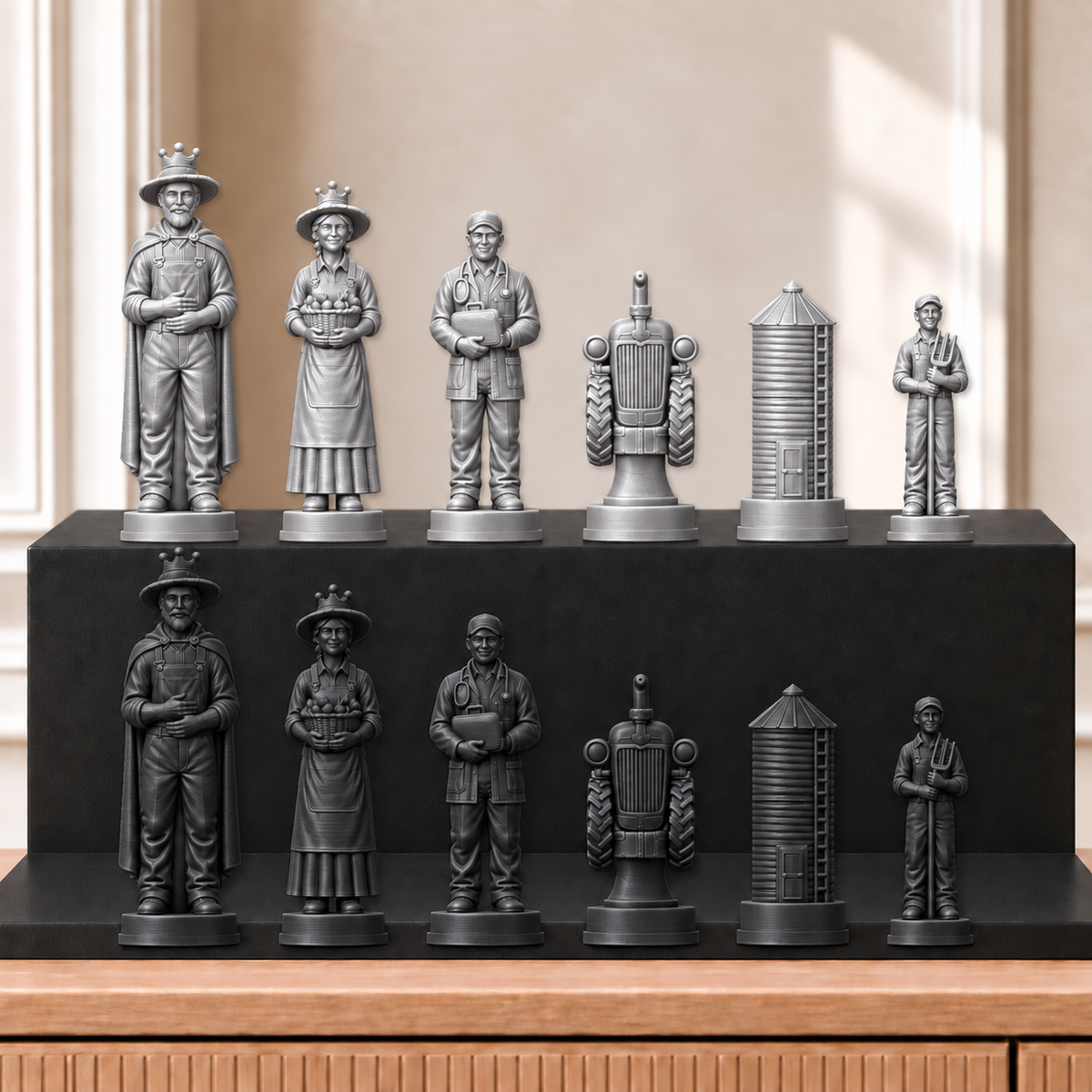 Traktoren – thematisches Schachfigurenset mit 32 Figuren – Ansicht 8