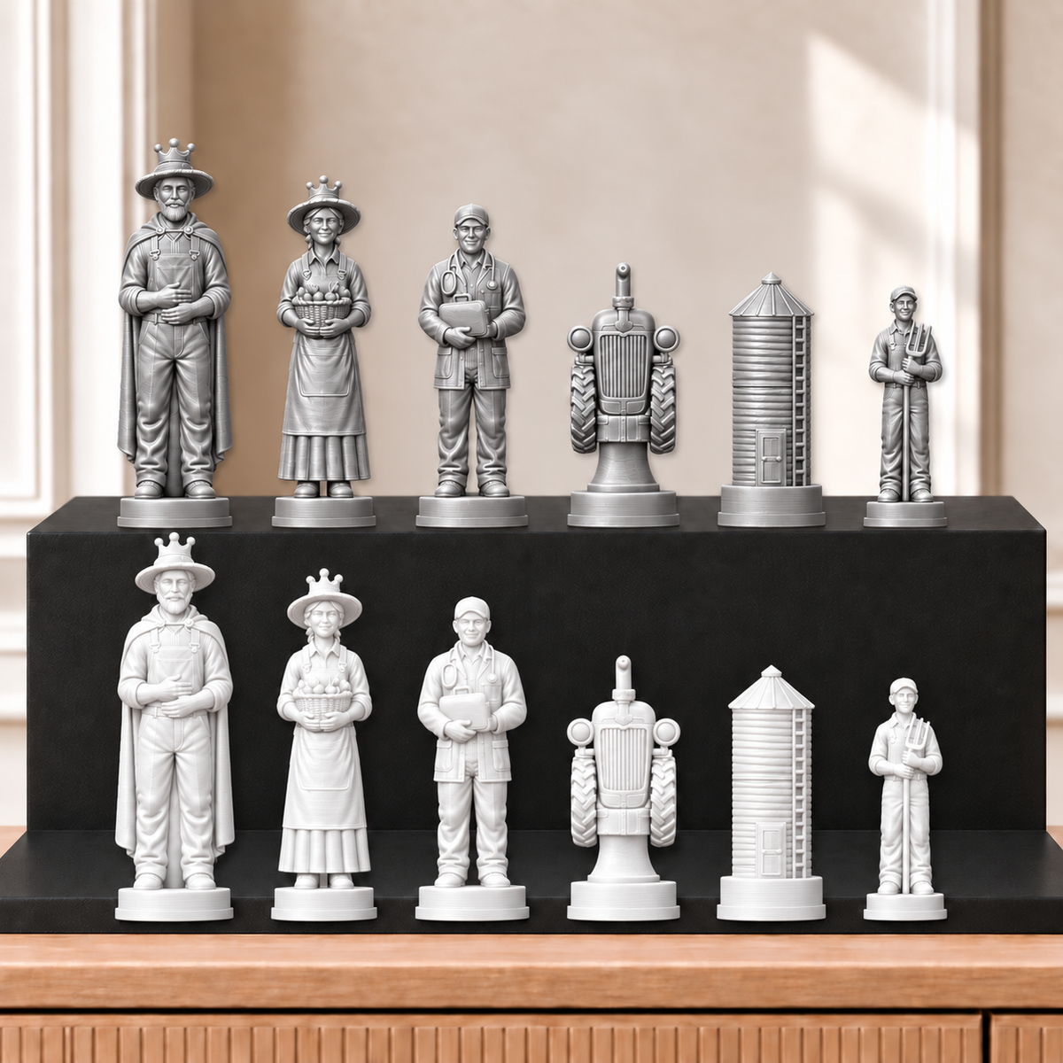 Traktoren – thematisches Schachfigurenset mit 32 Figuren – Ansicht 9