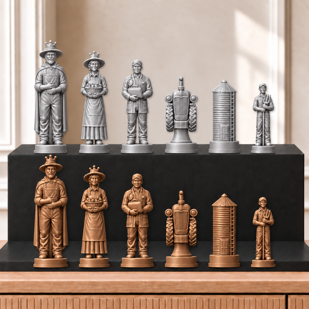 Traktoren – thematisches Schachfigurenset mit 32 Figuren – Ansicht 10