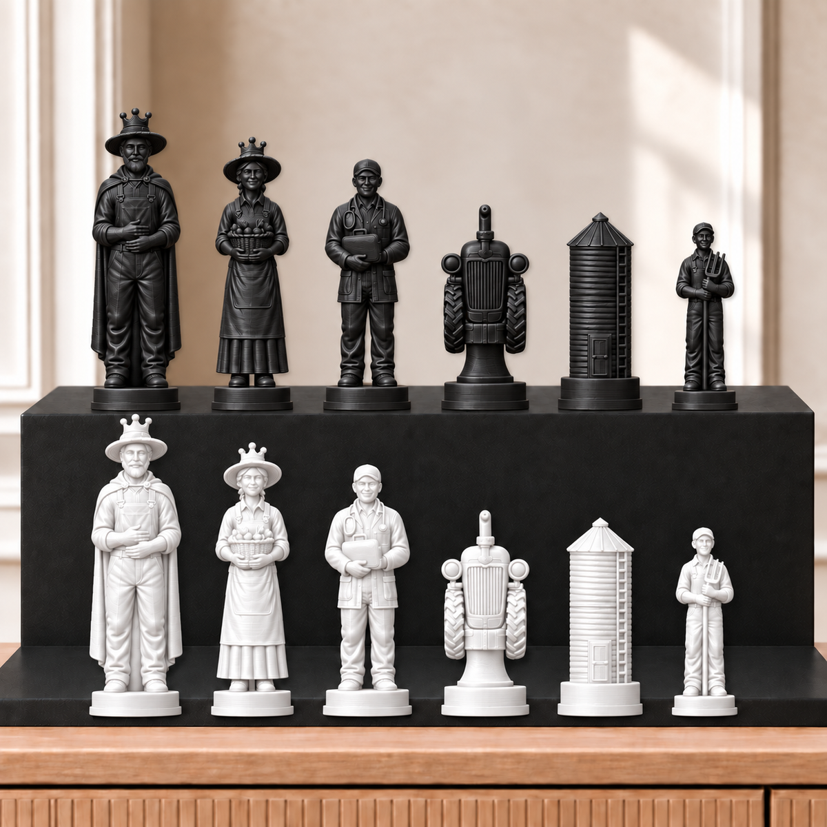 Traktoren – thematisches Schachfigurenset mit 32 Figuren – Ansicht 11
