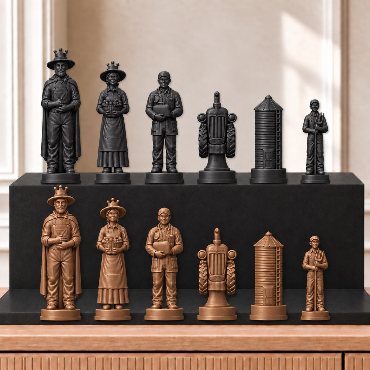 Traktoren – thematisches Schachfigurenset mit 32 Figuren – Ansicht 12