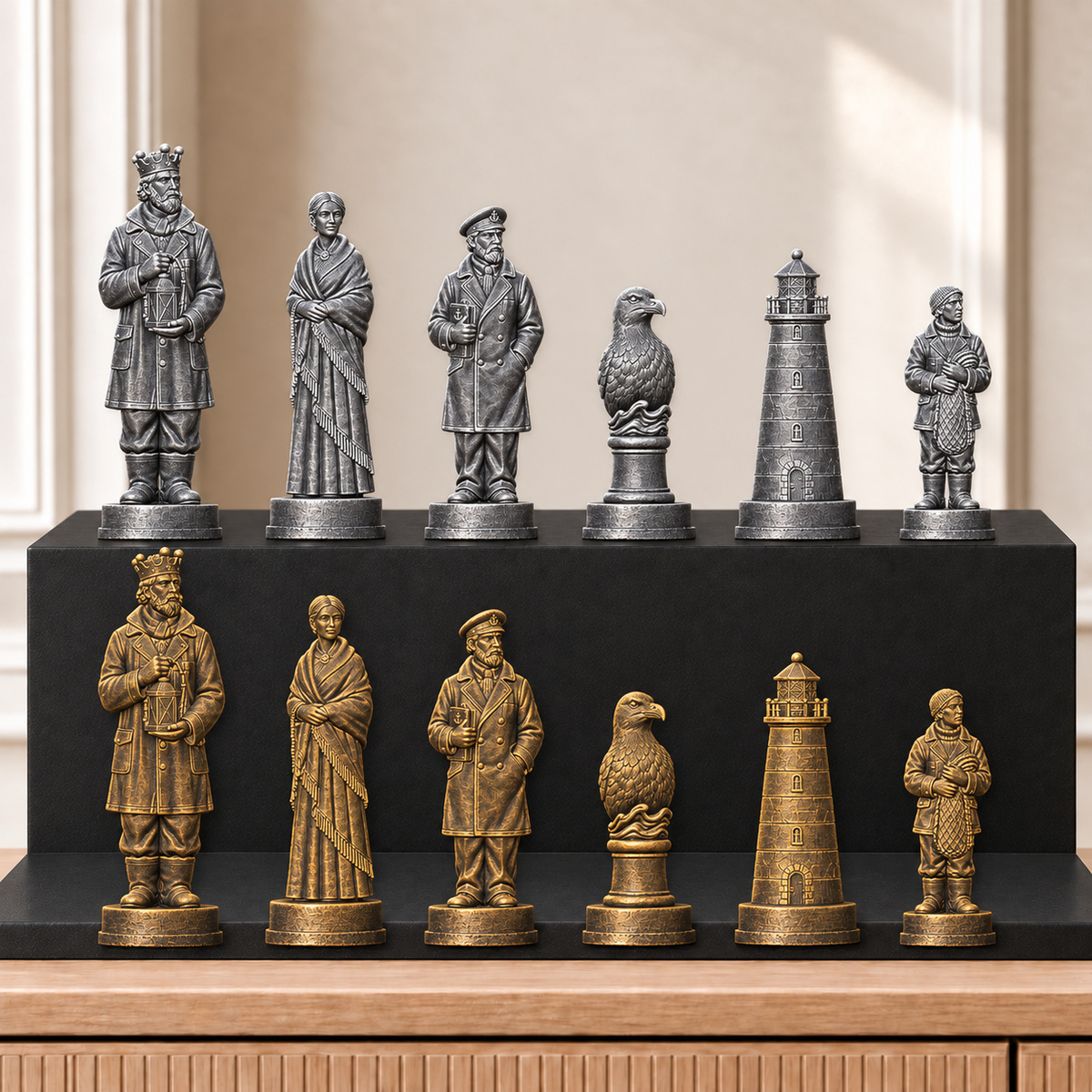 Leuchttürme – thematisches Schachfigurenset mit 32 Figuren – Ansicht 2