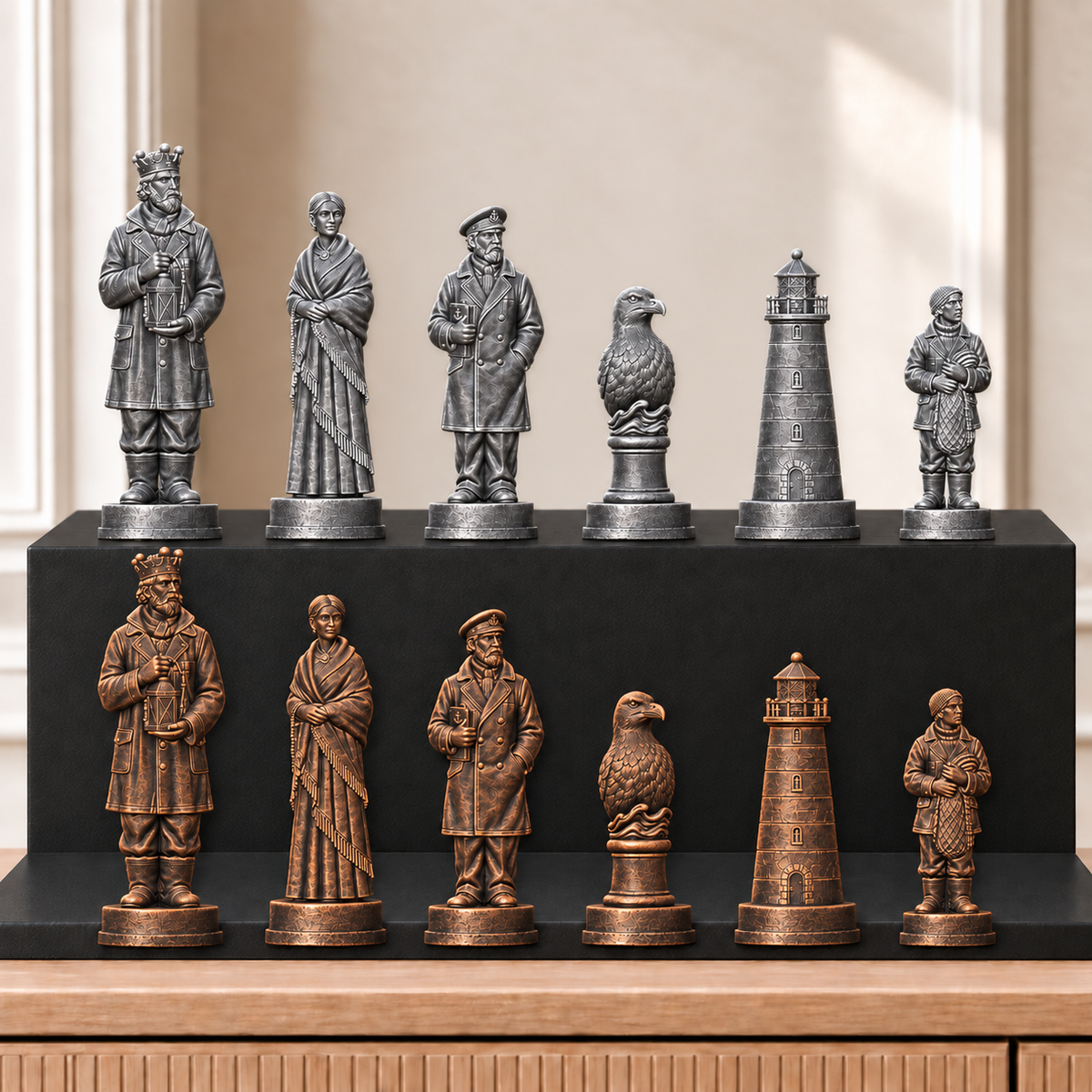 Leuchttürme – thematisches Schachfigurenset mit 32 Figuren – Ansicht 3