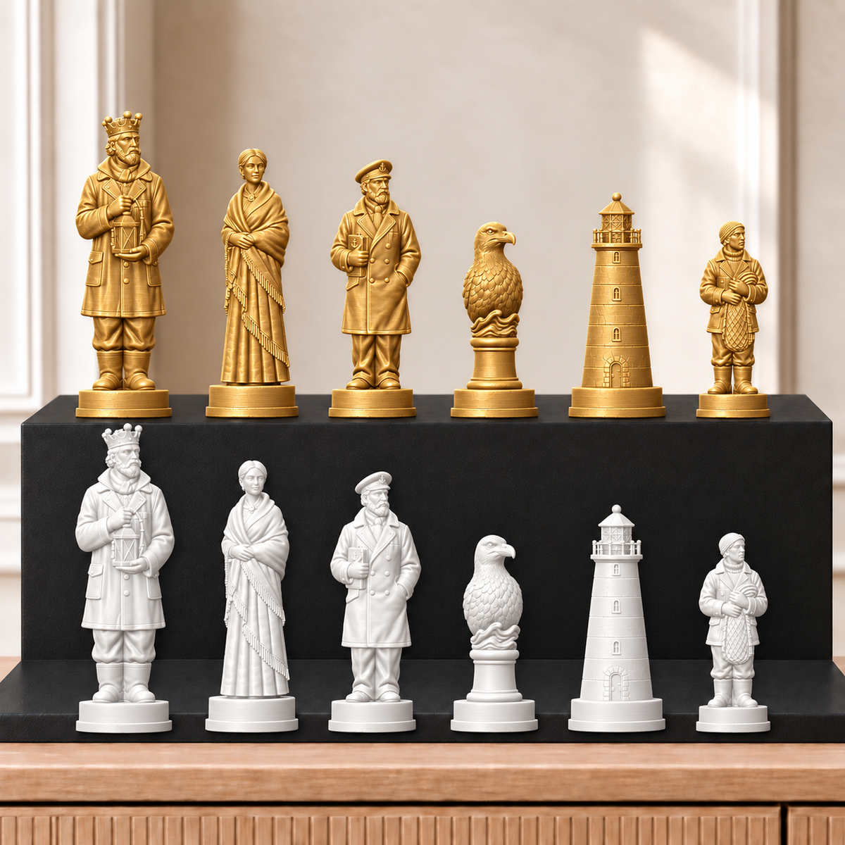 Leuchttürme – thematisches Schachfigurenset mit 32 Figuren – Ansicht 6