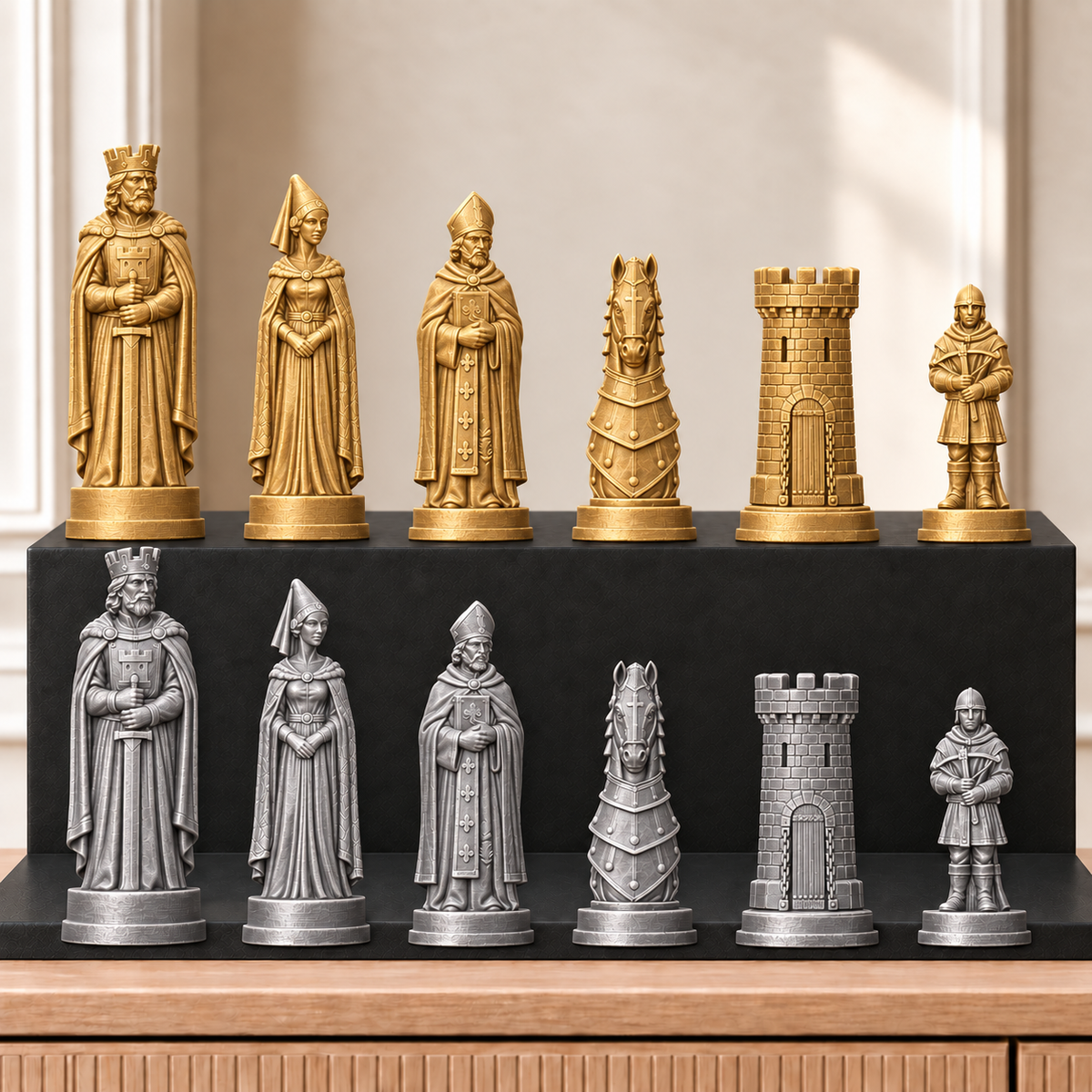 Burgen – thematisches Schachfigurenset mit 32 Figuren – Ansicht 4