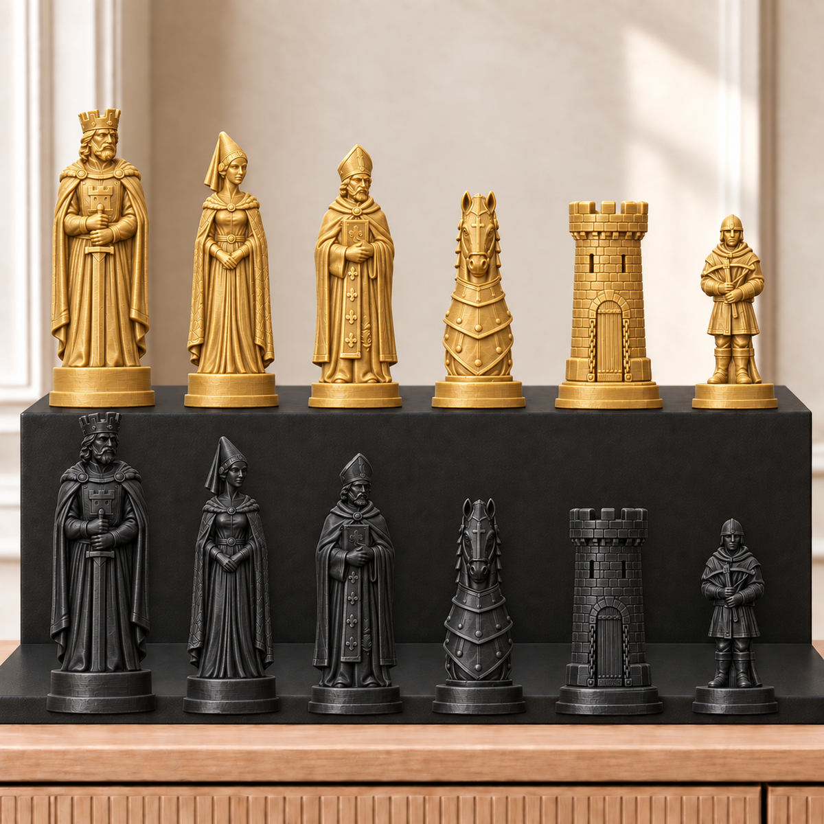 Burgen – thematisches Schachfigurenset mit 32 Figuren – Ansicht 5