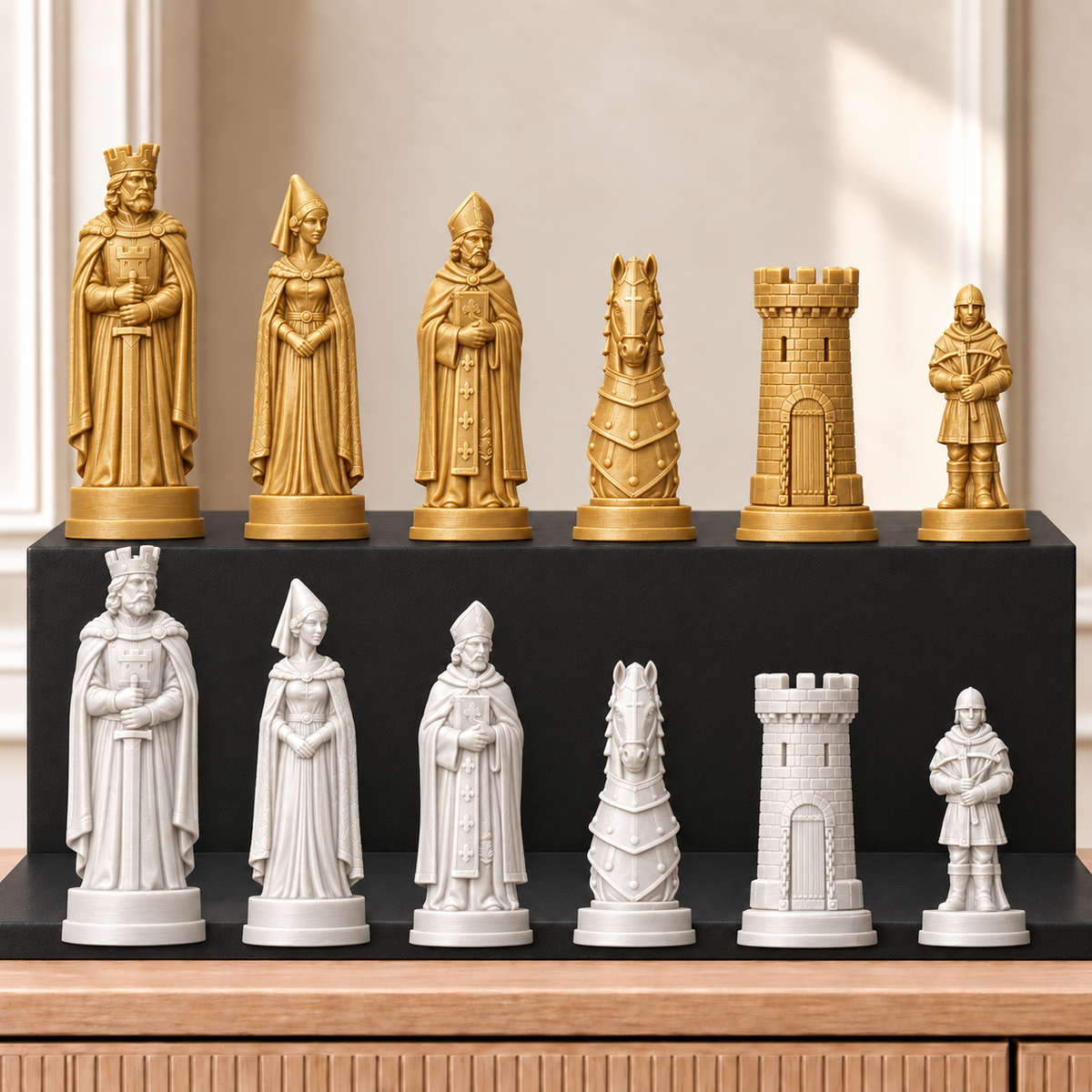 Burgen – thematisches Schachfigurenset mit 32 Figuren – Ansicht 6