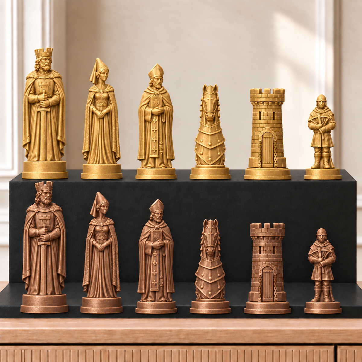 Burgen – thematisches Schachfigurenset mit 32 Figuren – Ansicht 7