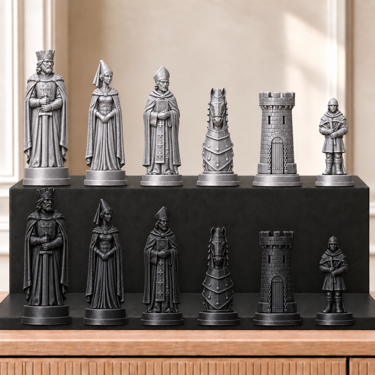 Burgen – thematisches Schachfigurenset mit 32 Figuren – Ansicht 8