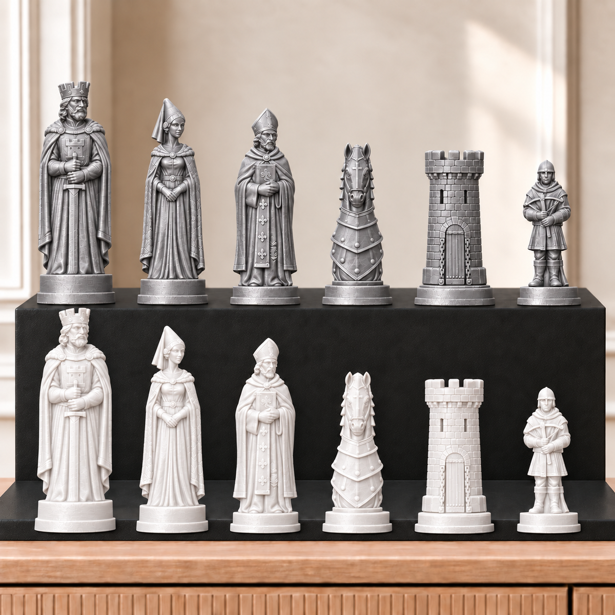 Burgen – thematisches Schachfigurenset mit 32 Figuren – Ansicht 9