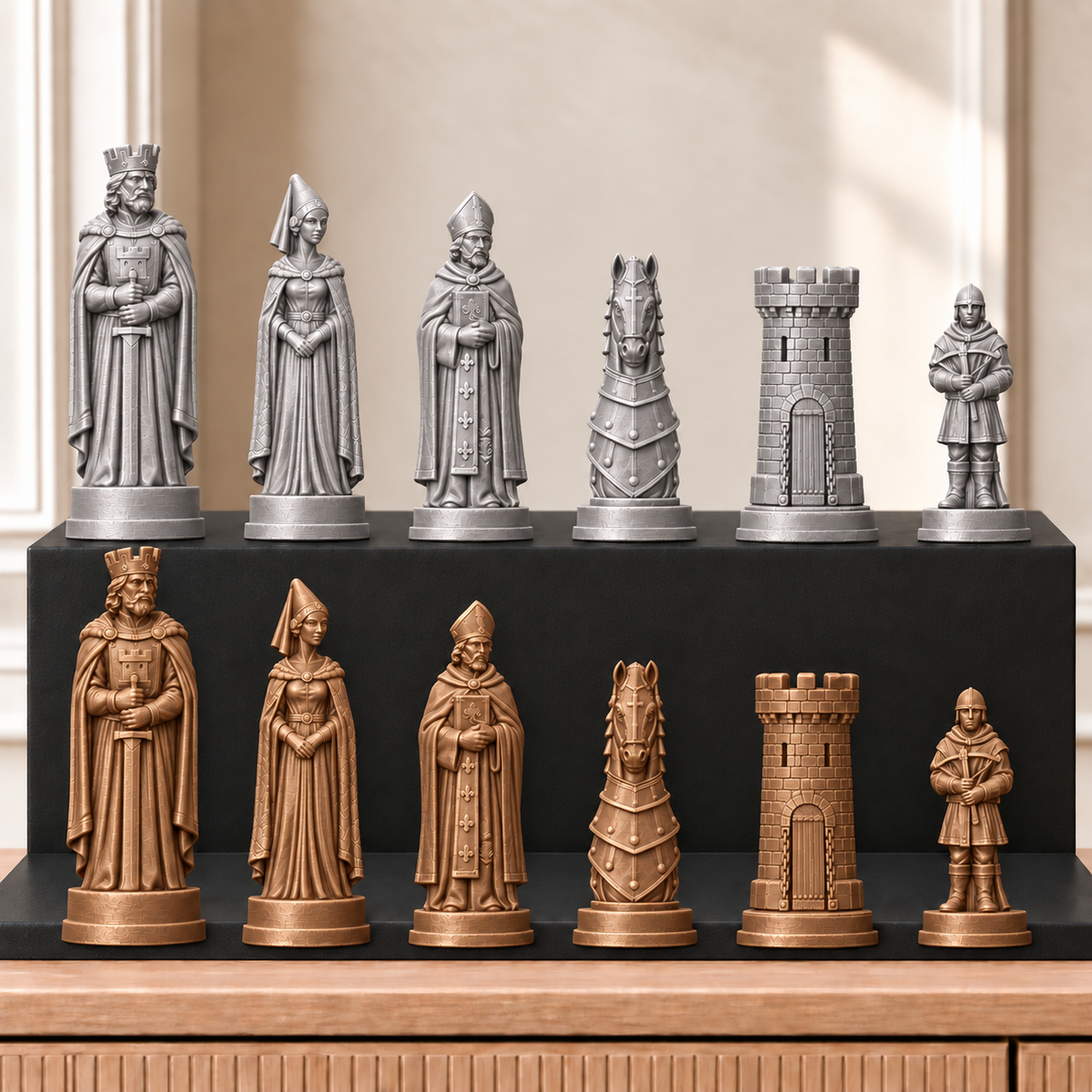 Burgen – thematisches Schachfigurenset mit 32 Figuren – Ansicht 10