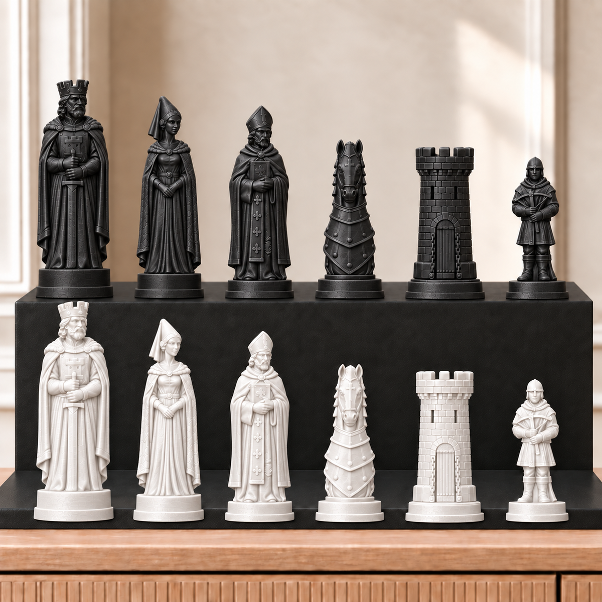 Burgen – thematisches Schachfigurenset mit 32 Figuren – Ansicht 11