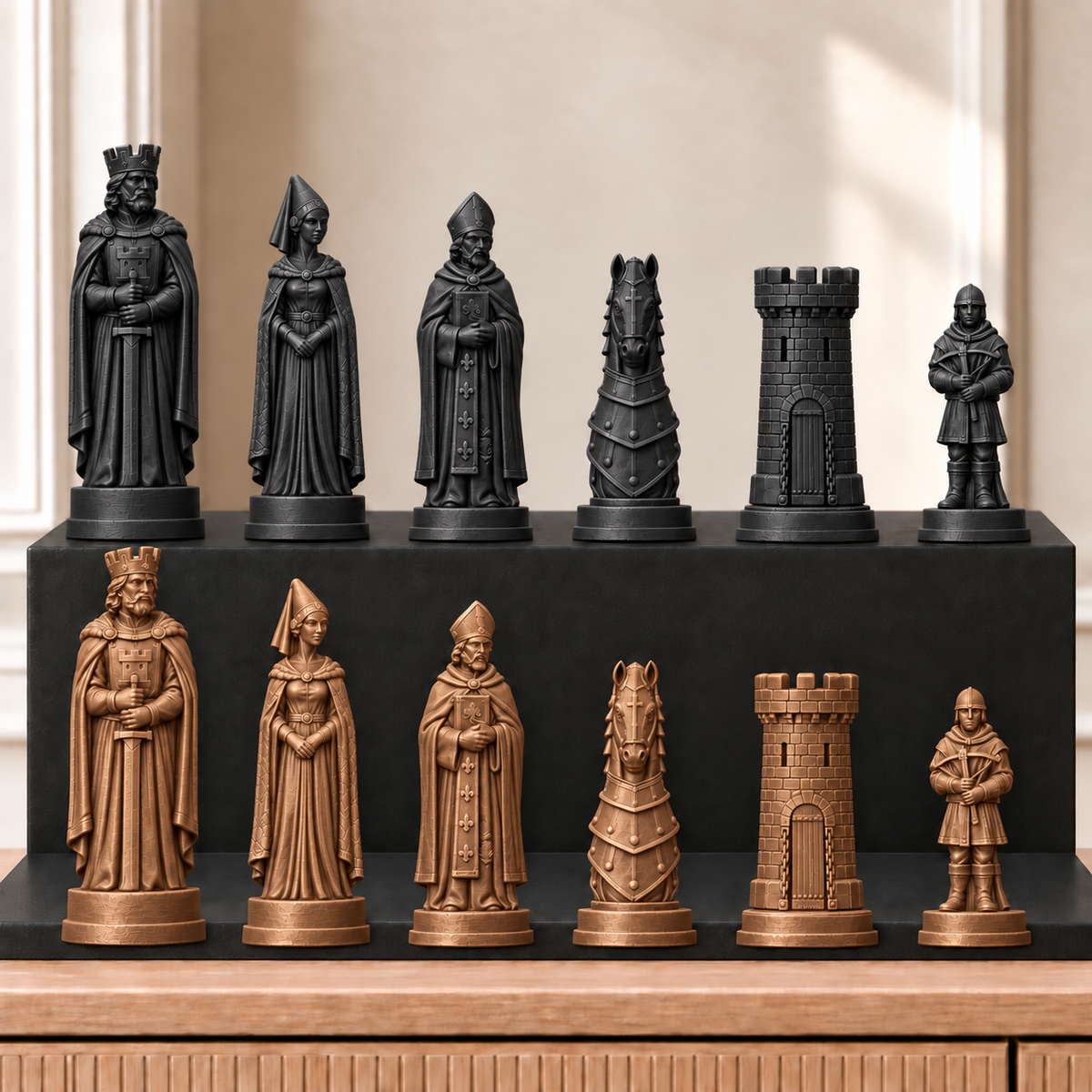 Burgen – thematisches Schachfigurenset mit 32 Figuren – Ansicht 12