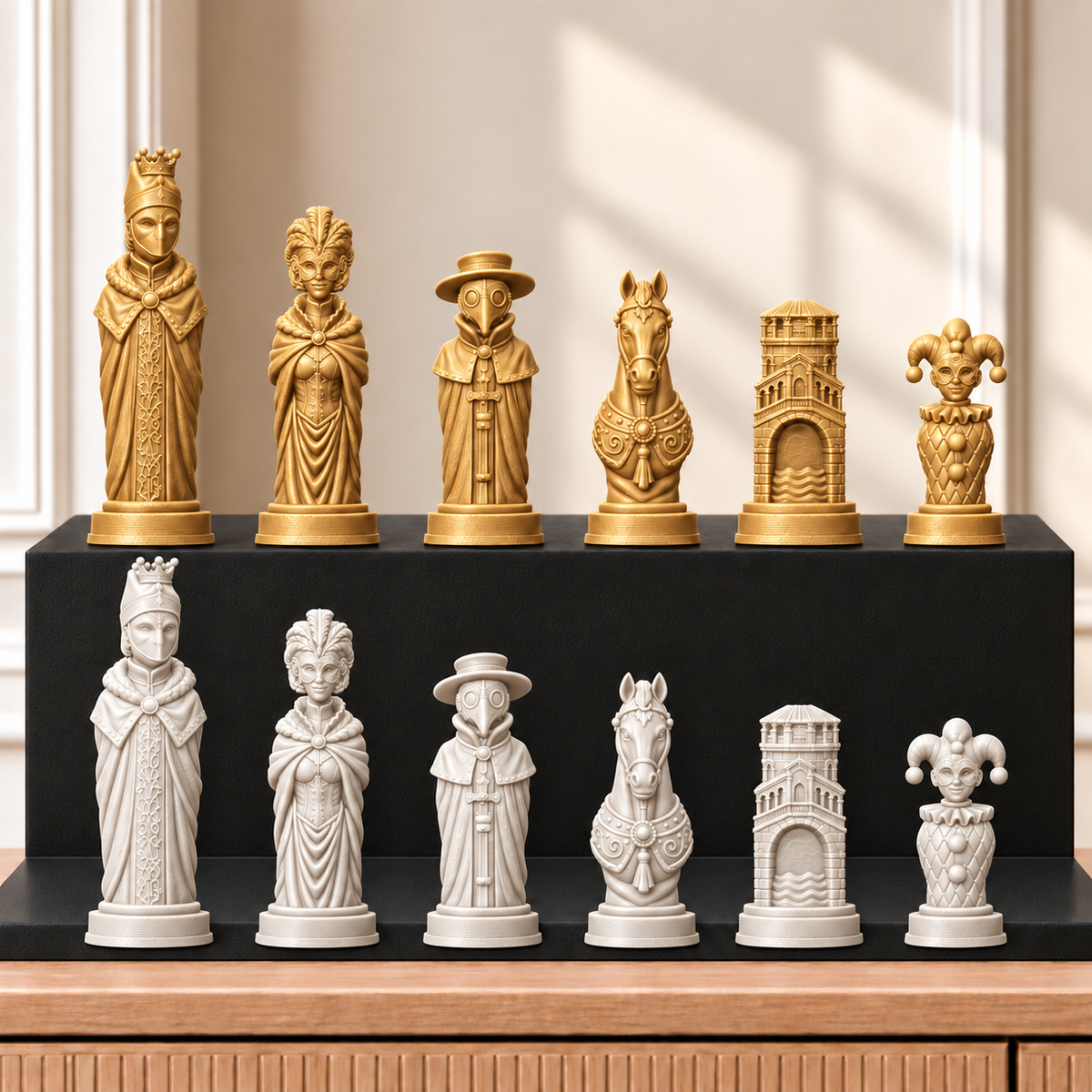 Karneval – thematisches Schachfigurenset mit 32 Figuren – Ansicht 6