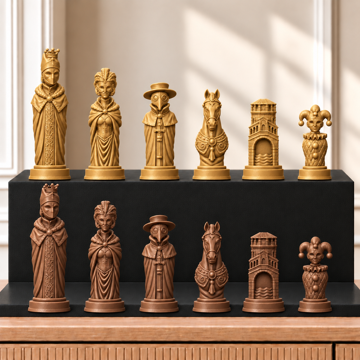 Karneval – thematisches Schachfigurenset mit 32 Figuren – Ansicht 7