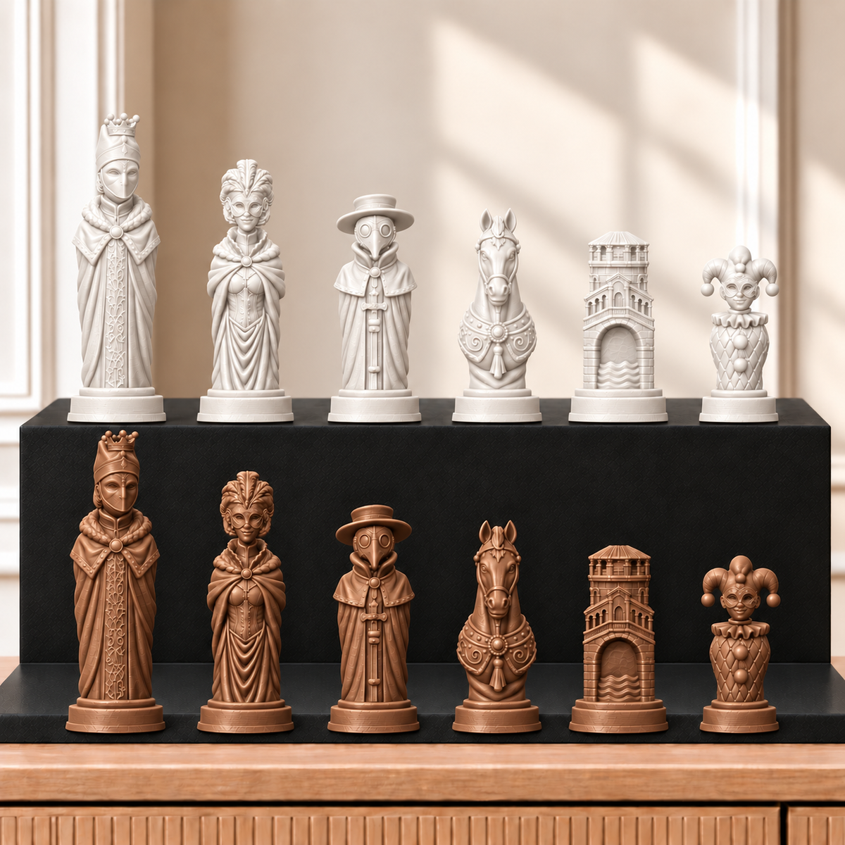 Karneval – thematisches Schachfigurenset mit 32 Figuren – Ansicht 13