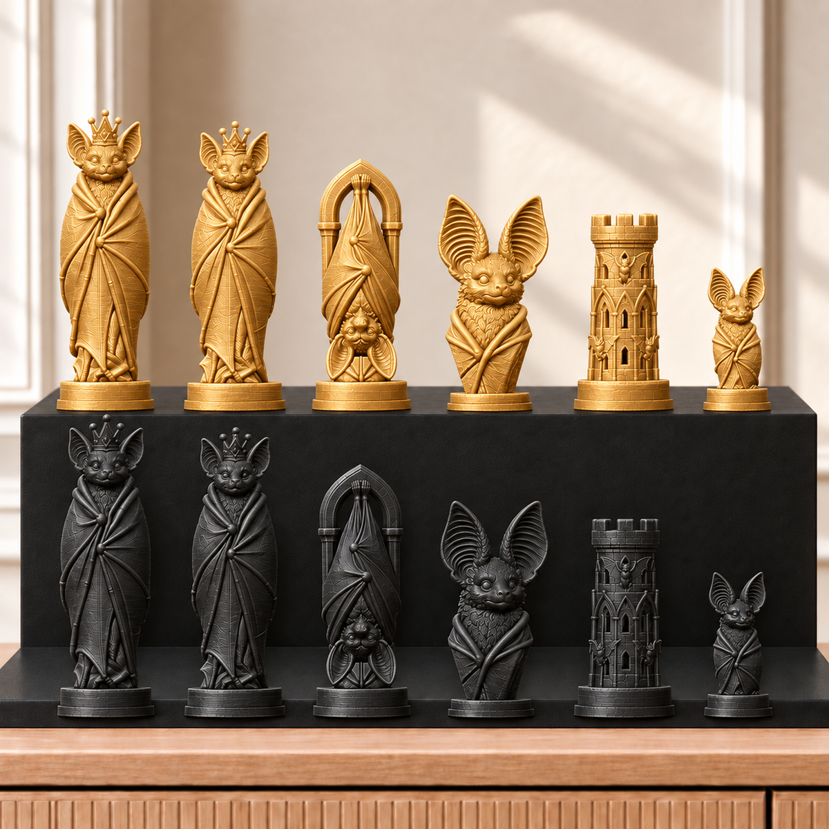 Fledermäuse – thematisches Schachfigurenset mit 32 Figuren – Ansicht 5