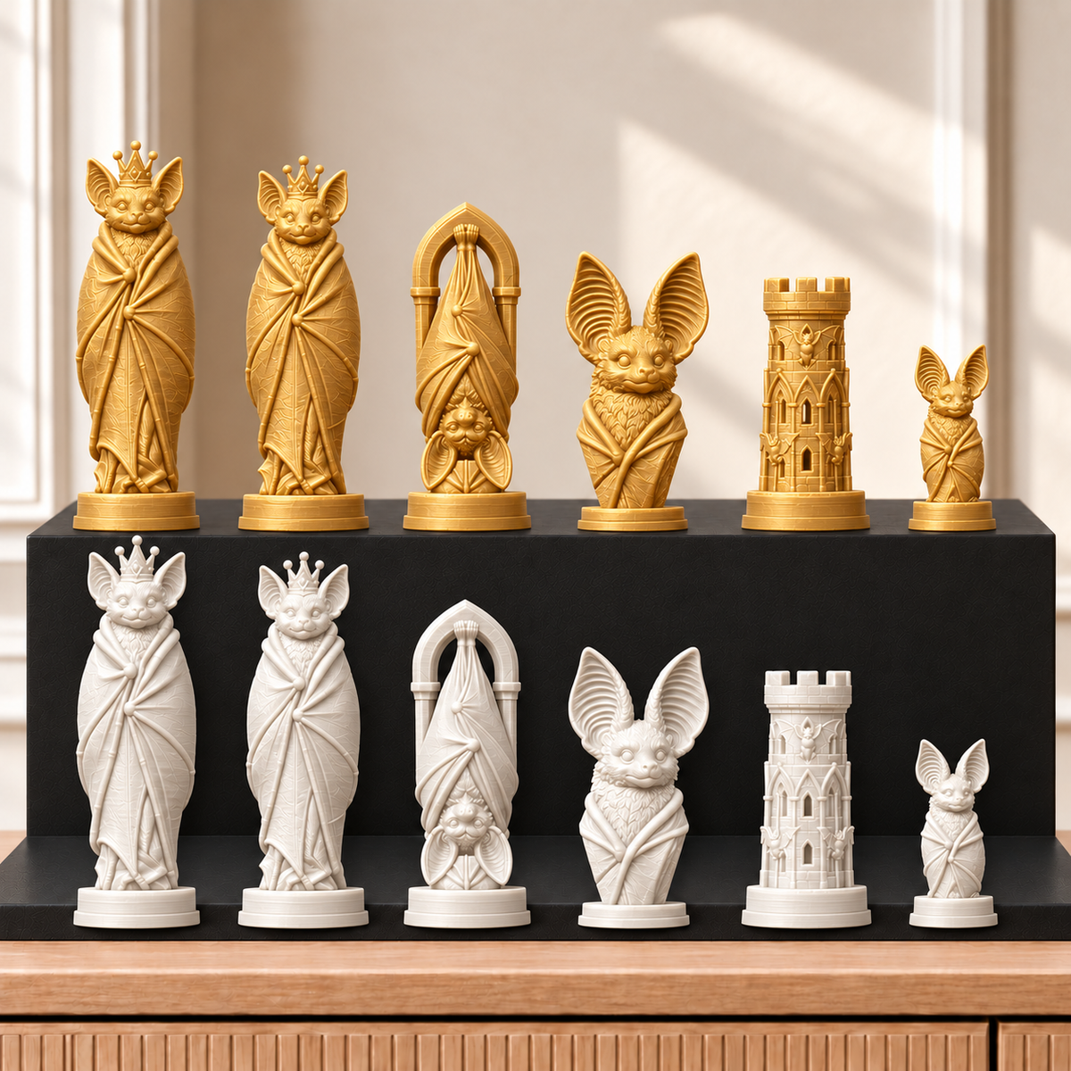 Fledermäuse – thematisches Schachfigurenset mit 32 Figuren – Ansicht 6