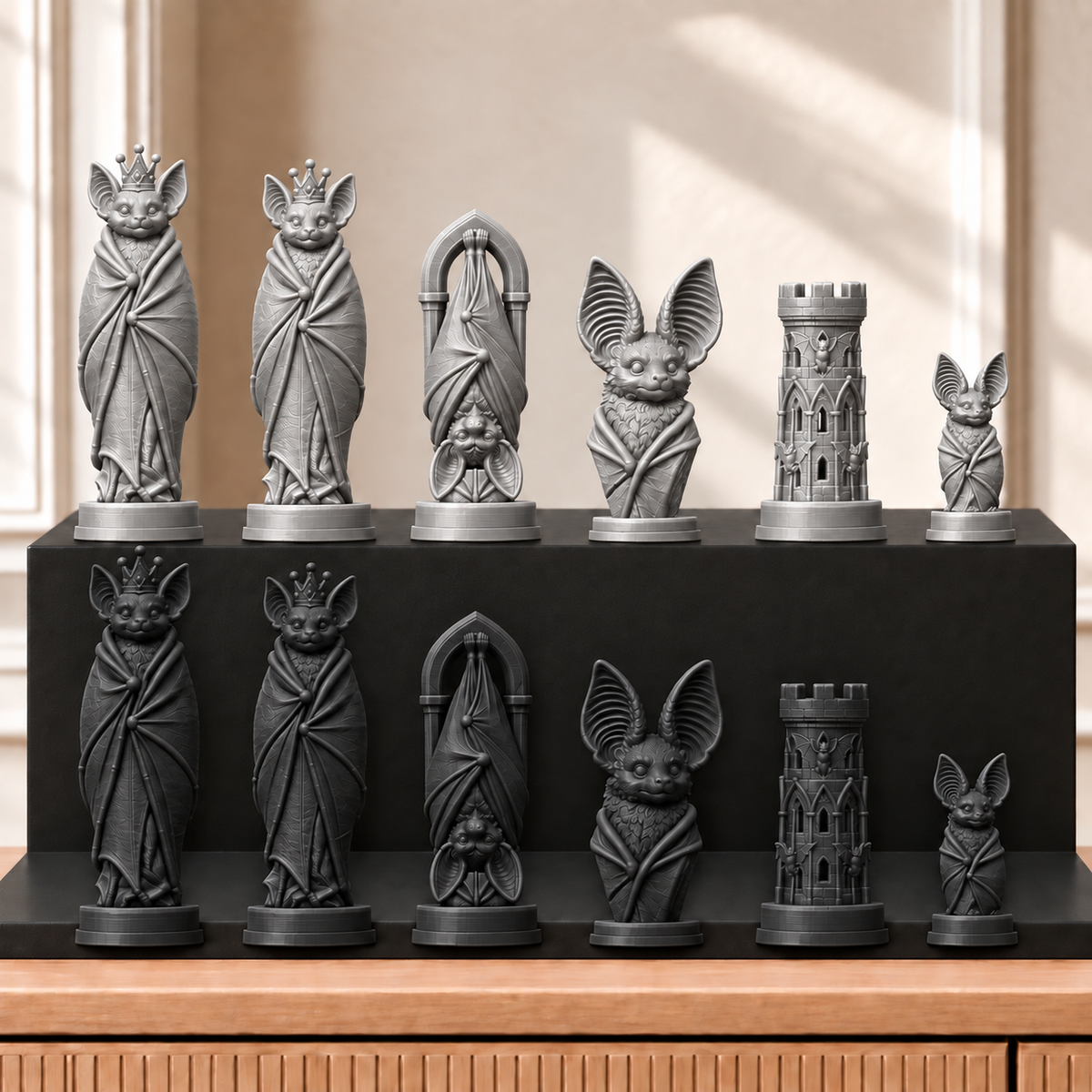 Fledermäuse – thematisches Schachfigurenset mit 32 Figuren – Ansicht 8