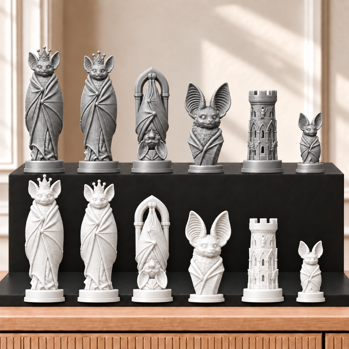 Fledermäuse – thematisches Schachfigurenset mit 32 Figuren – Ansicht 9