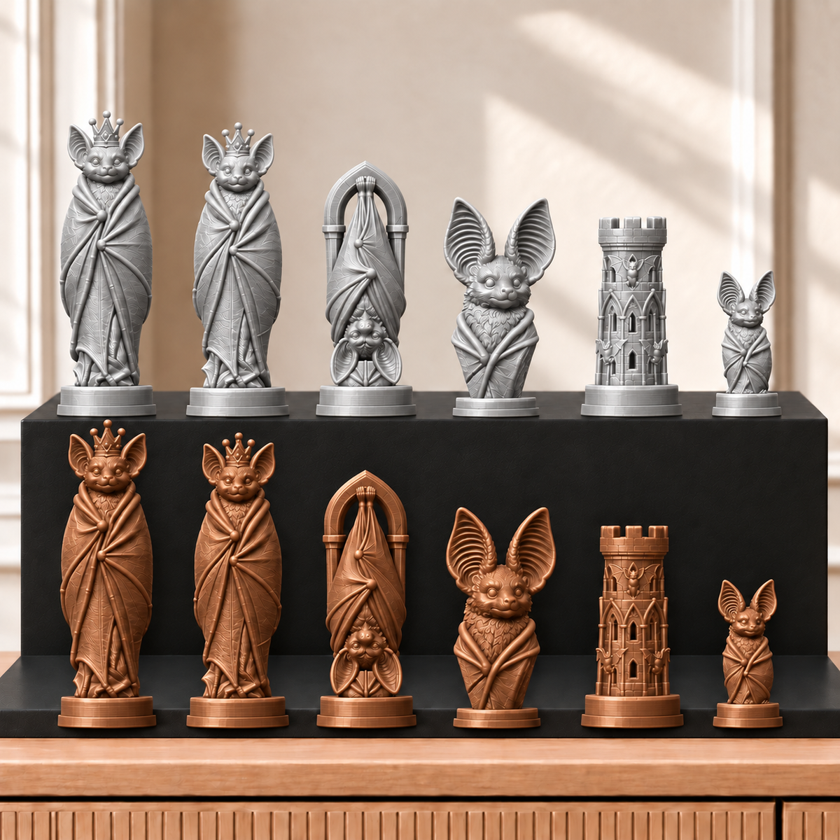 Fledermäuse – thematisches Schachfigurenset mit 32 Figuren – Ansicht 10
