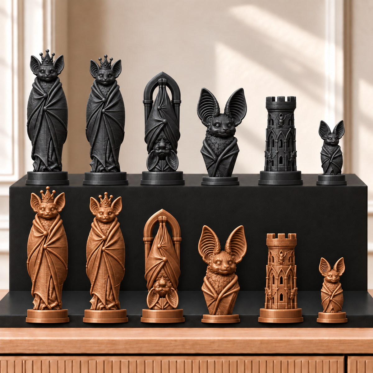 Fledermäuse – thematisches Schachfigurenset mit 32 Figuren – Ansicht 12