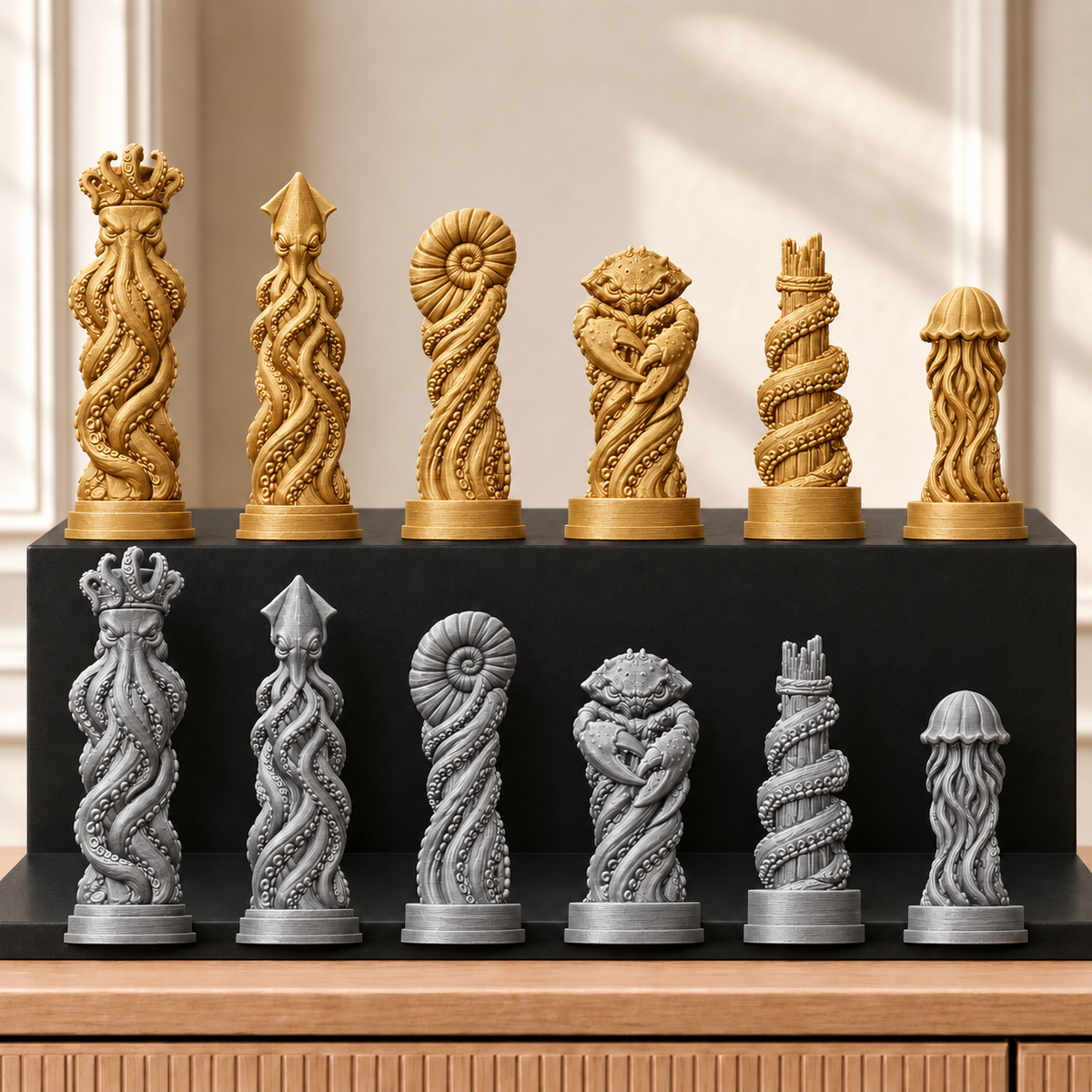 Kraken – thematisches Schachfigurenset mit 32 Figuren – Ansicht 4