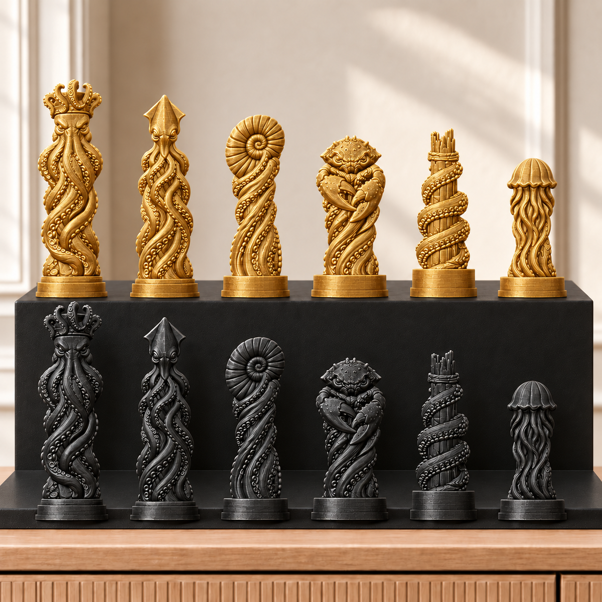 Kraken – thematisches Schachfigurenset mit 32 Figuren – Ansicht 5