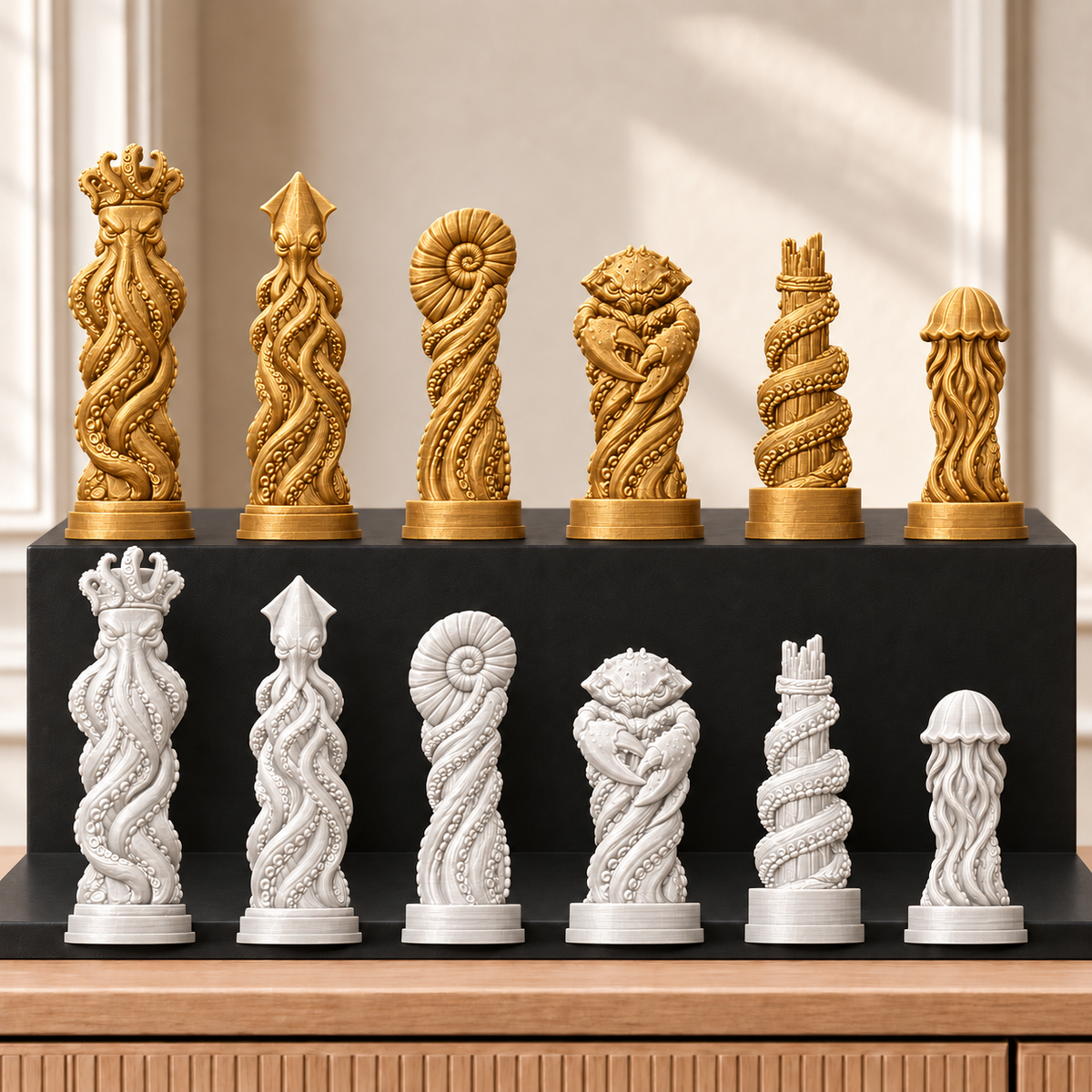Kraken – thematisches Schachfigurenset mit 32 Figuren – Ansicht 6