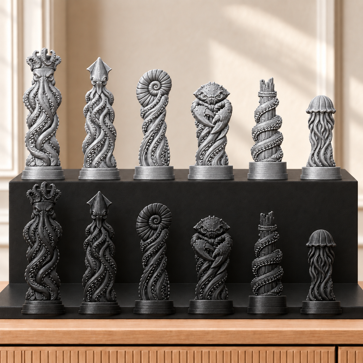 Kraken – thematisches Schachfigurenset mit 32 Figuren – Ansicht 8
