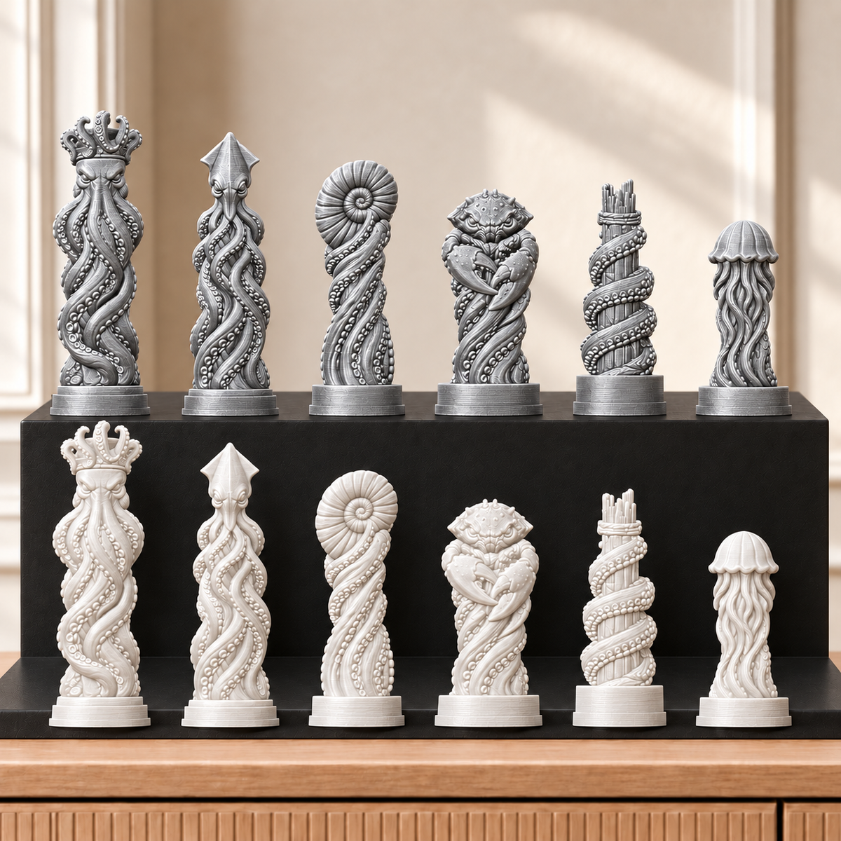 Kraken – thematisches Schachfigurenset mit 32 Figuren – Ansicht 9