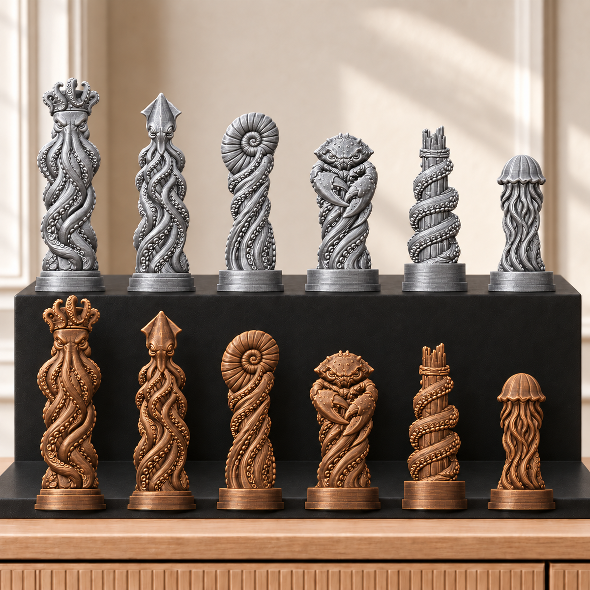 Kraken – thematisches Schachfigurenset mit 32 Figuren – Ansicht 10