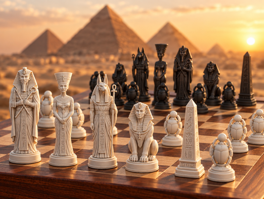 Altes Ägypten Schachset STL - 6 Figuren für 3D-Druck – Ansicht 1