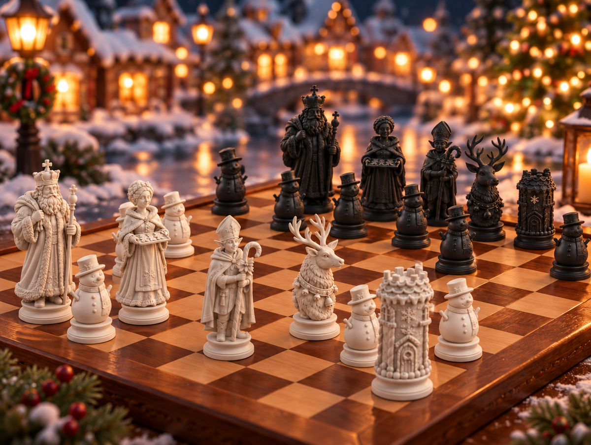 Weihnachten Schachset STL - 6 Figuren für 3D-Druck – Ansicht 1