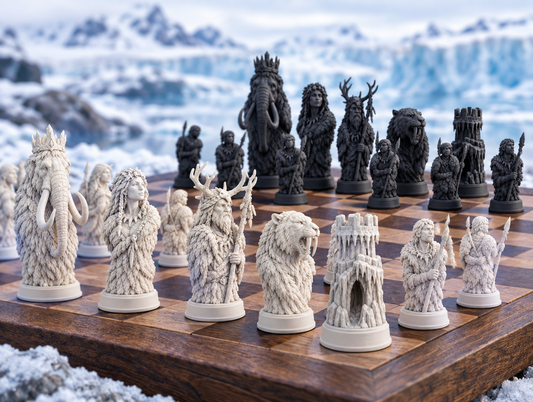Eiszeit Schachset STL - 6 Figuren für 3D-Druck – Ansicht 1