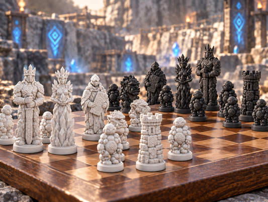 Golems Schachset STL - 6 Figuren für 3D-Druck – Ansicht 1