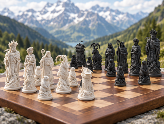 Berge Schachset STL - 6 Figuren für 3D-Druck – Ansicht 1
