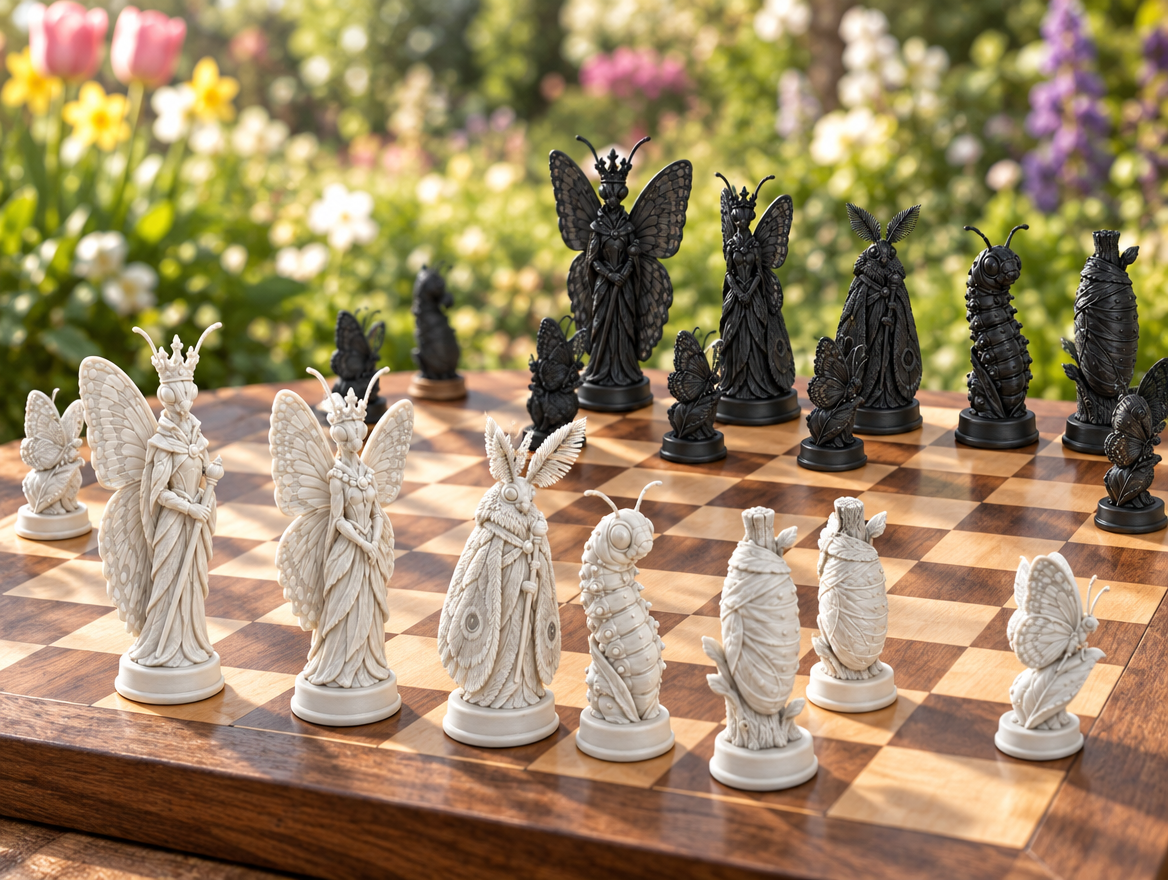 Schmetterlinge Schachset STL - 6 Figuren für 3D-Druck – Ansicht 1