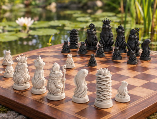 Frösche Schachset STL - 6 Figuren für 3D-Druck – Ansicht 1