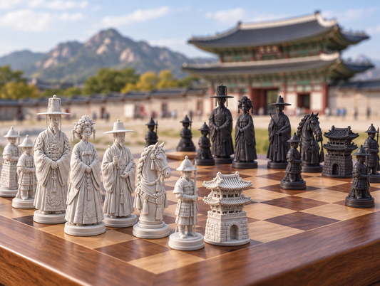Korea Schachset STL - 6 Figuren für 3D-Druck – Ansicht 1