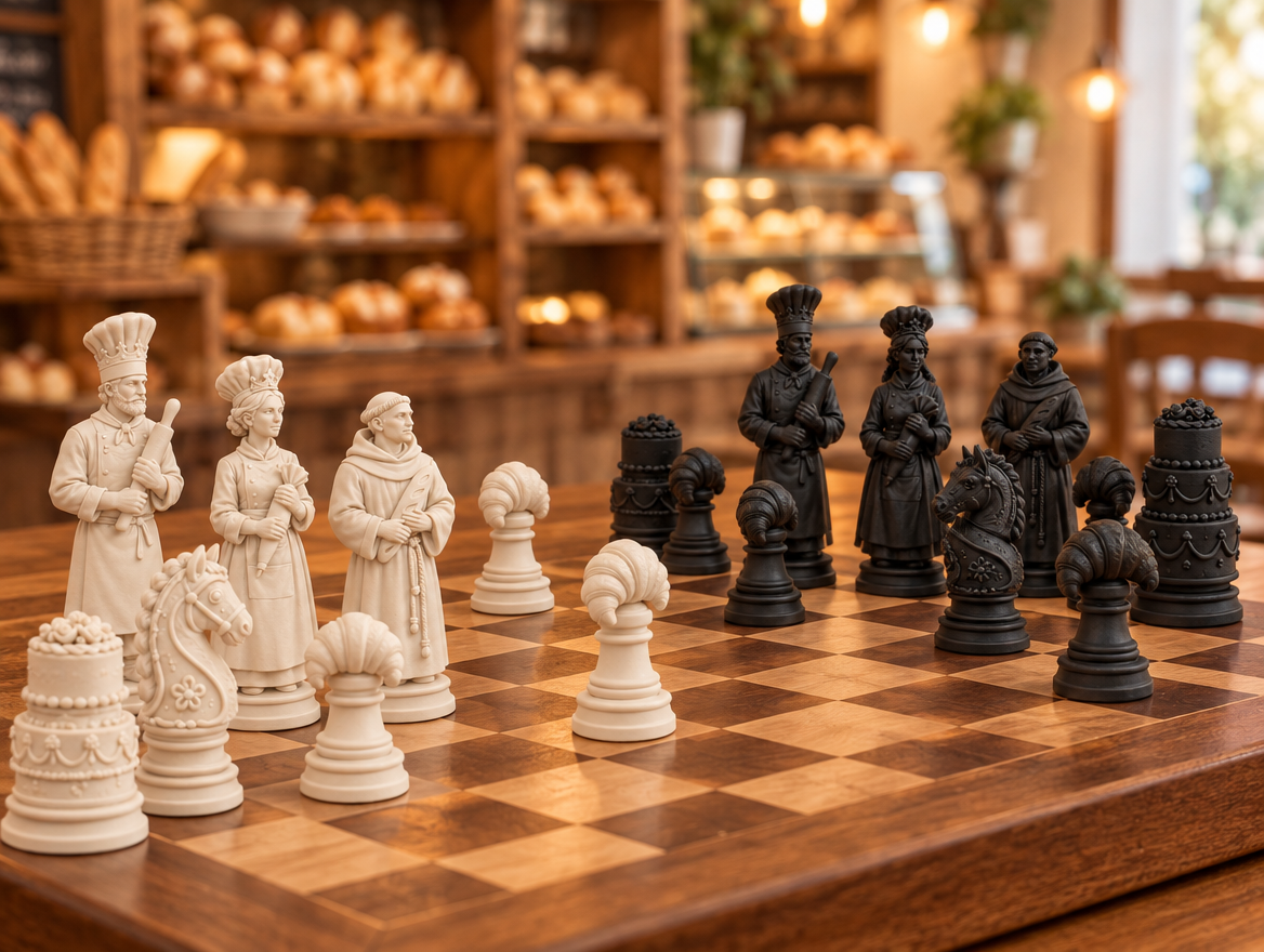 Bäcker Schachset STL - 6 Figuren für 3D-Druck – Ansicht 1