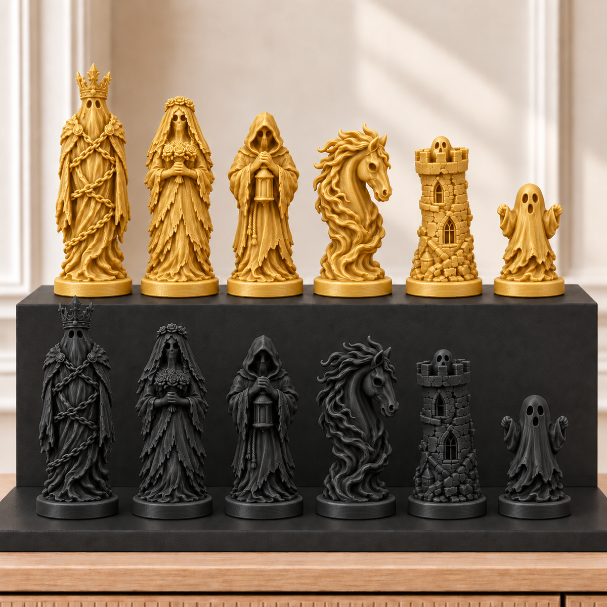 Spukschloss-Geister – thematisches Schachfigurenset mit 32 Figuren – Ansicht 5