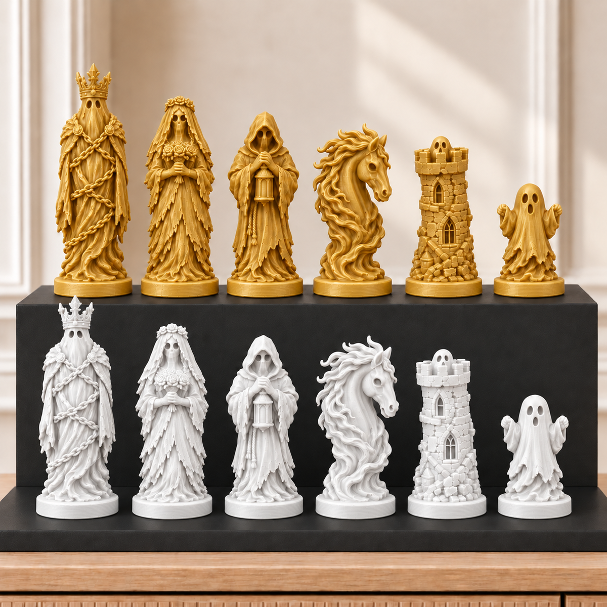 Spukschloss-Geister – thematisches Schachfigurenset mit 32 Figuren – Ansicht 6